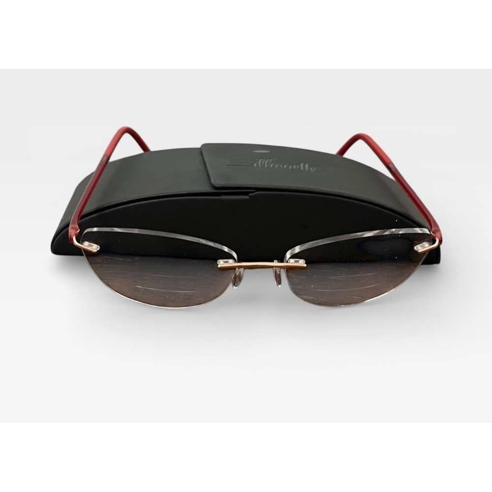 Silhouette Rimless Sunglasses Gold Burgundy Austria 5479 20 6055 17 135 55R Case
